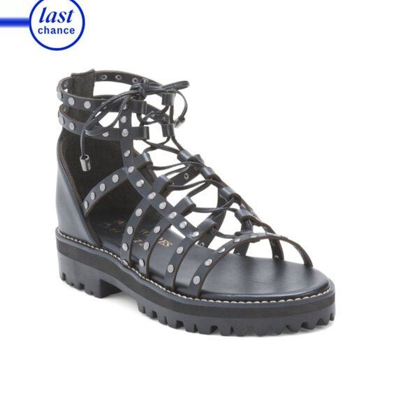 PAULA TORRES Black Made In Brazil Leather Glam Flats - Picture 1 of 2